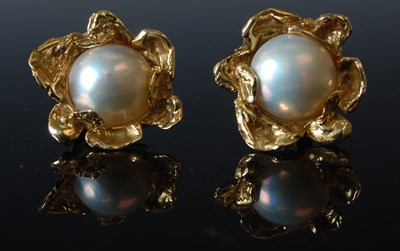 Lot 540 - John Donald, a pair of 18ct gold earrings each...