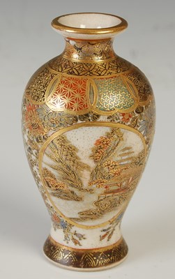 Lot 844 - A miniature Japanese Satsuma pottery vase,...