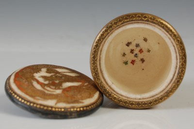 Lot 835 - A miniature Satsuma pottery cylindrical jar...