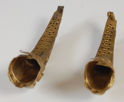 Lot 823 - Two Chinese gilt metal and hardstone decorated...