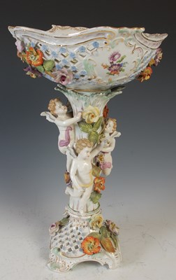 Lot 800 - A Dresden porcelain flower encrusted comport,...