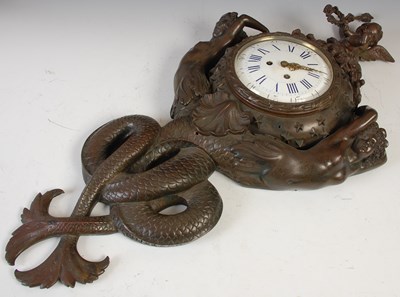 Lot 289 - A late 19th century French bronze Cartel clock,...