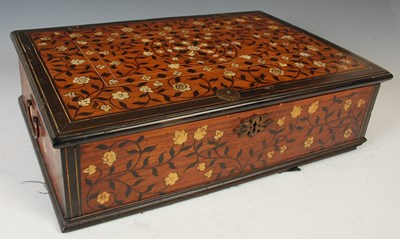 Lot 258 - An Indo-Portuguese marquetry inlaid workbox,...