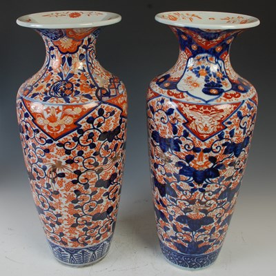 Lot 837 - A large pair of Japanese Imari porcelain vases,...