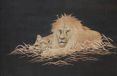 Lot 854 - A Japanese silkwork picture, late 19th/ early...
