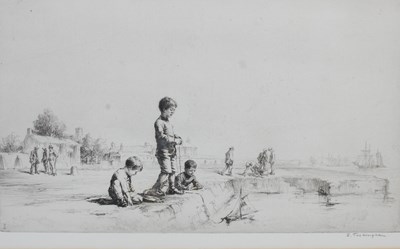 Lot 367 - Sidney Tushingham (1884-1968) Cornish Boys at...