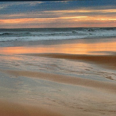 Lot 369 - Paul Wright 
Beach scene at sunset 
canvas art...