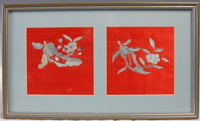 Lot 824 - Four framed Chinese silk pictures, 19th...