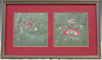 Lot 824 - Four framed Chinese silk pictures, 19th...