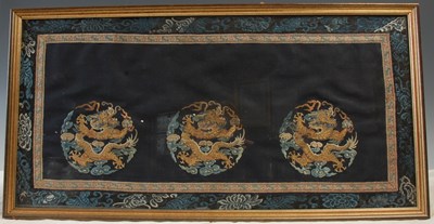 Lot 824 - Four framed Chinese silk pictures, 19th...