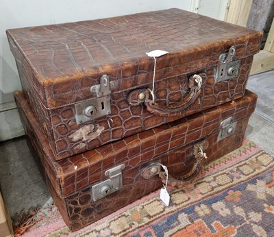 Lot 783A - A pair of vintage faux crocodile travel cases.