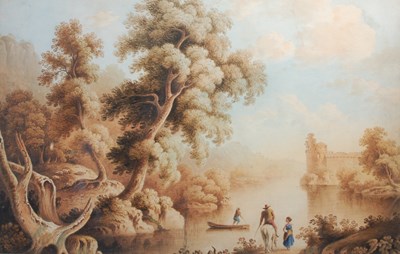 Lot 396 - William Havell (1782-1857) A river scene with...