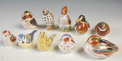 Lot 735 - A collection of ten Royal Crown Derby bird...