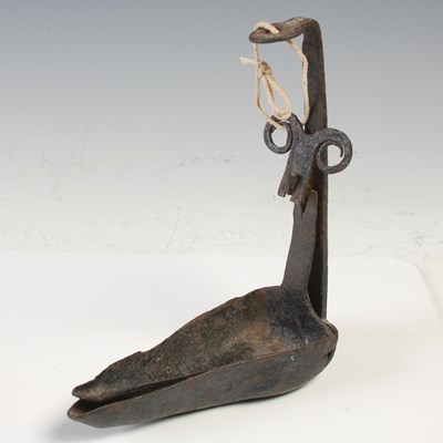 Lot 254 - An antique Scottish iron double pan hanging...