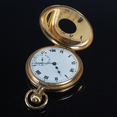 Lot 687 - An 18ct gold half-hunter pocketwatch, the...