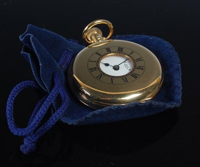 Lot 687 - An 18ct gold half-hunter pocketwatch, the...