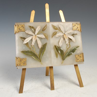 Lot 205 - A late 19th century gilt metal and hardstone...
