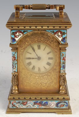 Lot 285 - A late 19th century Champlevé enamel carriage...