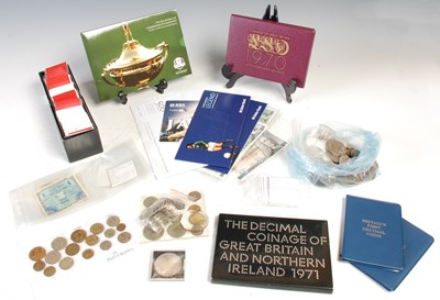 Lot 281 - A collection of assorted coins and banknotes,...