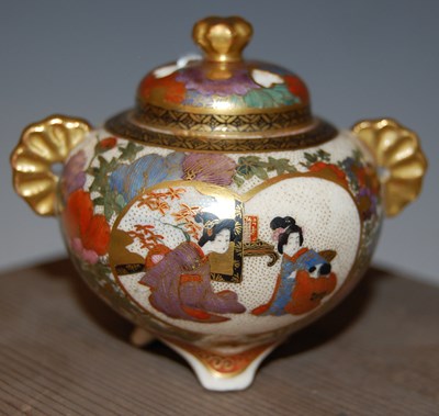 Lot 157 - A miniature Japanese Satsuma pottery koro and...
