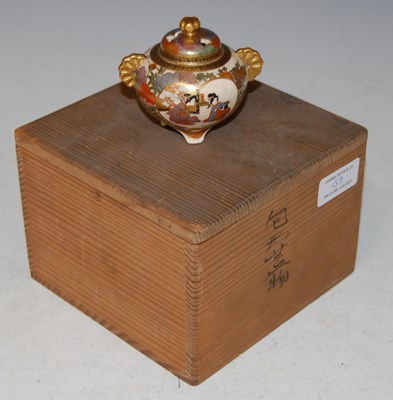 Lot 157 - A miniature Japanese Satsuma pottery koro and...
