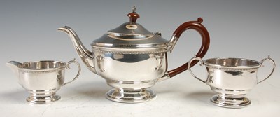 Lot 467 - A George V three piece silver tea set,...