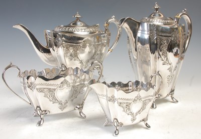 Lot 521 - A late Victorian four piece EPNS tea set, with...