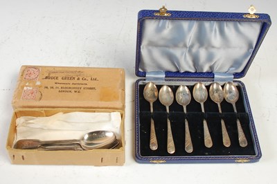 Lot 455 - A cased set of six Birmingham silver tea...