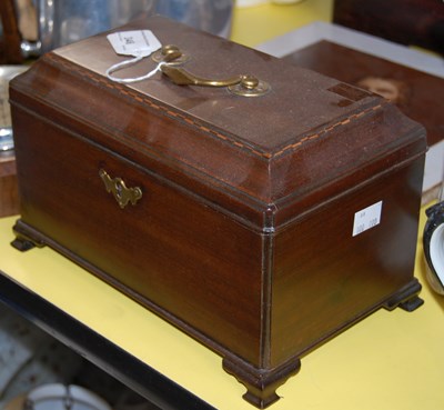 Lot 346 - A Georgian mahogany tea caddy, of sarcophagus...