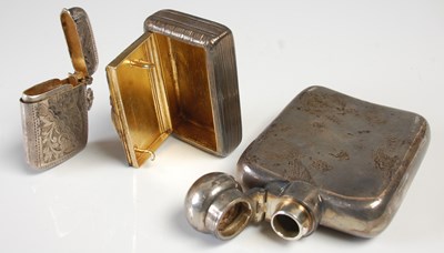 Lot 488 - A small Sheffield silver hip flask, 10cm high,...