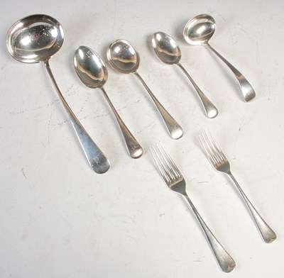 Lot 494 - A part canteen of silver flat ware, comprising...