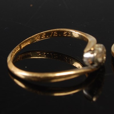 Lot 634 - Two yellow metal gem set dress rings, gross...