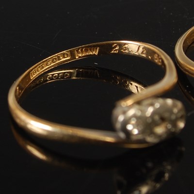 Lot 634 - Two yellow metal gem set dress rings, gross...