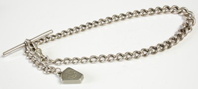 Lot 529 - A silver Albert chain with T-bar suspension...