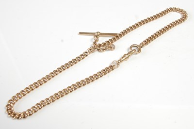 Lot 579 - A 9ct gold Albert chain with T-bar...