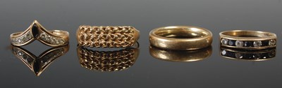 Lot 580 - Four assorted 9ct gold rings, gross weight...