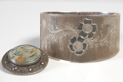 Lot 544 - A Birmingham silver cuff bangle, with engraved...
