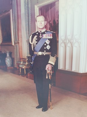 Lot 371 - Peter Grujeon A portrait of Prince Phillip,...
