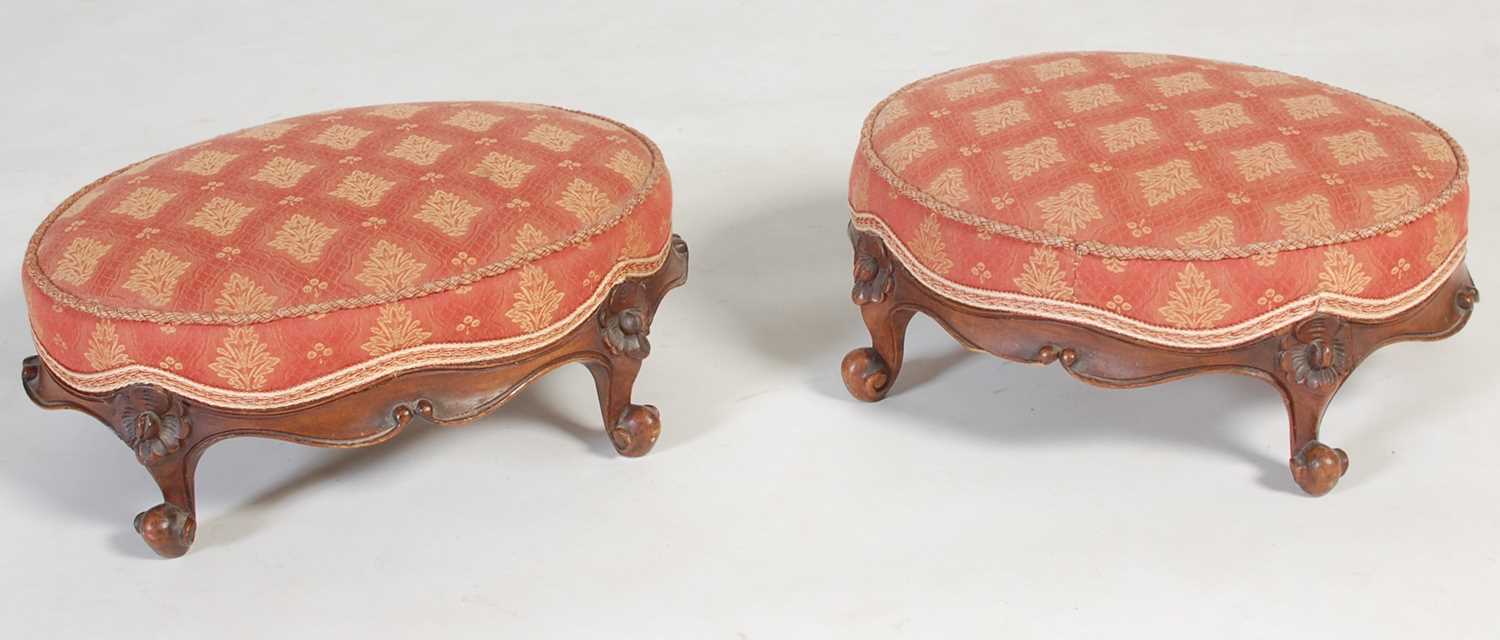Lot 45 - A pair of late 19th century walnut upholstered...