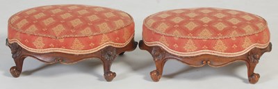 Lot 45 - A pair of late 19th century walnut upholstered...