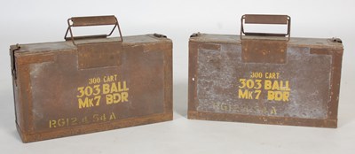 Lot 222 - Two vintage painted wood and metal bound...