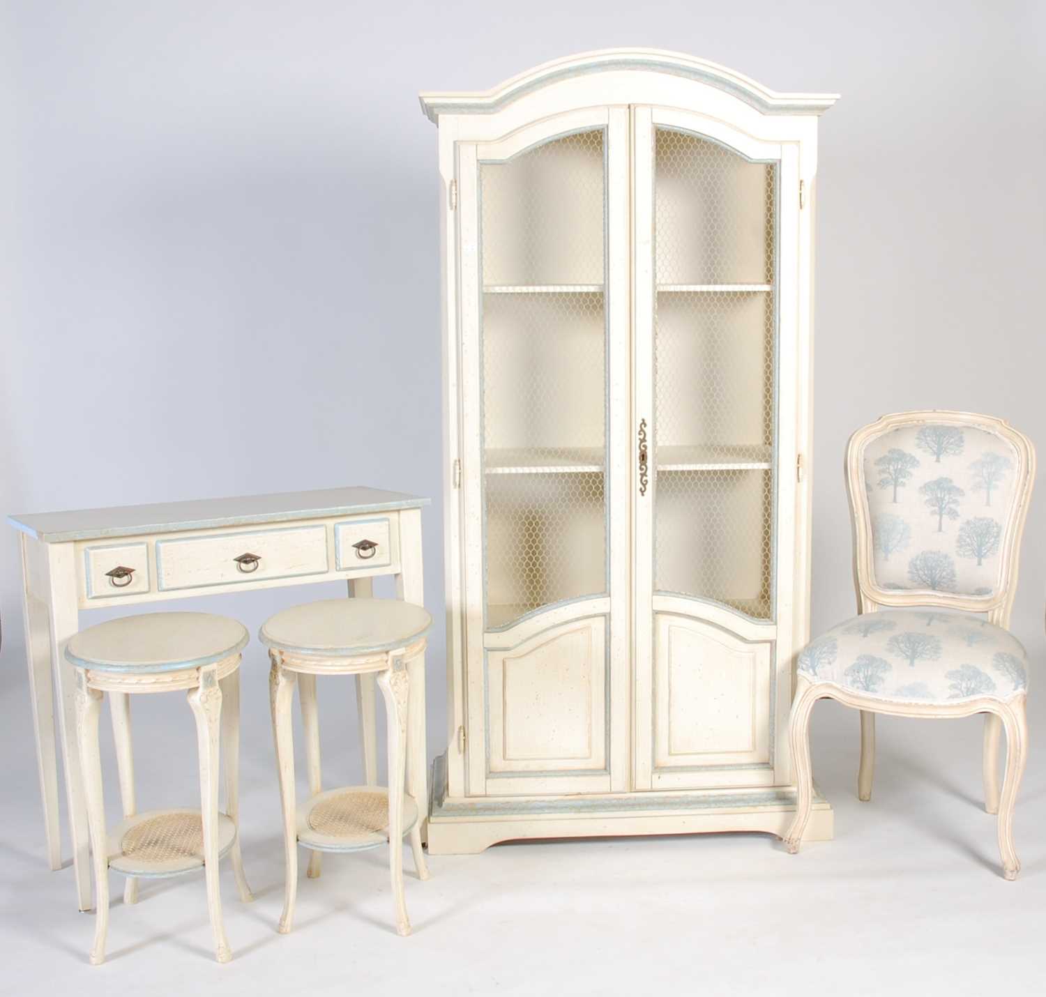 Lot 29 - A group of off-white and blue painted bedroom...