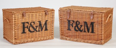 Lot 109 - A pair of Fortnum & Mason twin handled wicker...