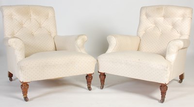 Lot 115 - A pair of late 19th century walnut armchairs,...