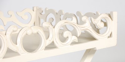 Lot 88 - A white painted tray on X-frame stand, the...