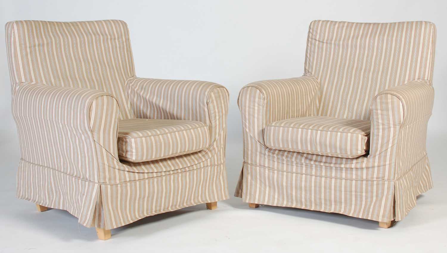 Lot 10 - A pair of modern Ikea armchairs, with café au...