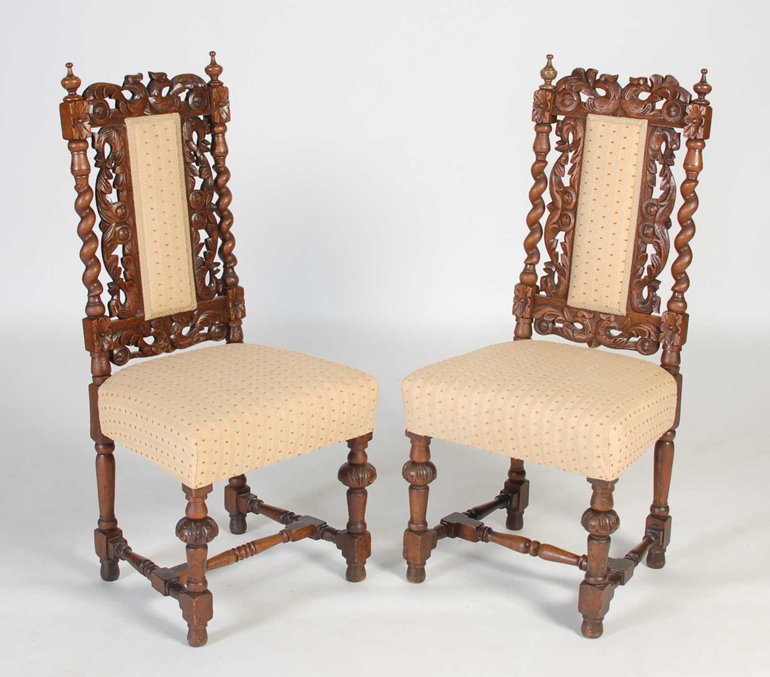 Lot 75 - A pair of late 19th century oak hall chairs,...