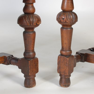 Lot 75 - A pair of late 19th century oak hall chairs,...