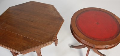 Lot 24 - A reproduction mahogany drum shaped occasional...