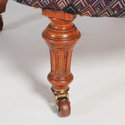Lot 57 - A Victorian walnut slipper chair, with later...